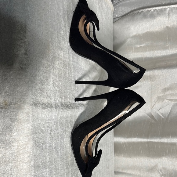 Jacobies Black Stiletto Heels with Bow Women's Size 7 - Picture 9 of 9